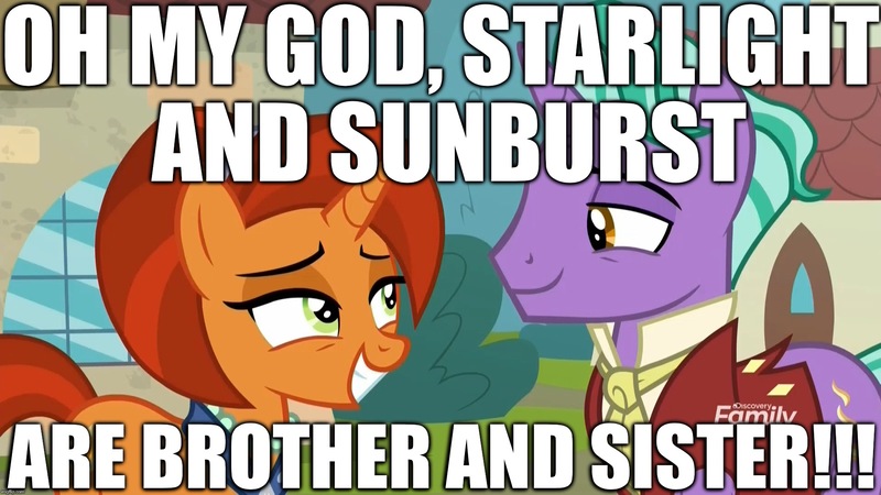 Size: 1920x1080 | Tagged: blatant lies, critical research failure, dad, derpibooru import, edit, edited screencap, false, firelight, image macro, lies, meme, mom, parent, safe, screencap, starlight glimmer, stellar flare, stellarlight, sunburst, text, the parent map