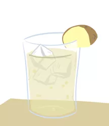 Size: 413x478 | Tagged: artist:jargon scott, barely pony related, derpibooru import, drink, food, glass, ice, ice cube, juice, lemonade, no pony, potato, safe, simple background, white background