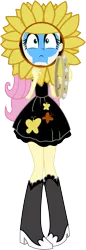 Size: 4448x12870 | Tagged: safe, derpibooru import, edit, editor:grapefruitface, fluttershy, equestria girls, rainbow rocks, absurd resolution, boots, clothes, costume, flower, genesis, high heel boots, image, peter gabriel, png, shirt, shoes, simple background, skirt, socks, solo, supper's ready, transparent background