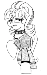 Size: 516x834 | Tagged: safe, artist:cowsrtasty, derpibooru import, starlight glimmer, pony, unicorn, the parent map, clothes, emo, fishnets, goth, solo, teenage glimmer, teenager