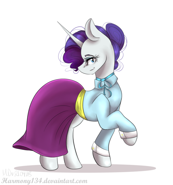 Size: 2893x3096 | Tagged: safe, artist:harmony134, derpibooru import, rarity, pony, unicorn, school daze, clothes, cummerbund, female, hair bun, horn, looking at you, mare, necktie, raised hoof, sash, schoolmarm rarity, shirt, simple background, skirt, solo, standing, teacher, transparent background