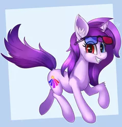 Size: 2200x2300 | Tagged: safe, artist:passigcamel, derpibooru import, oc, oc:purple eye, unofficial characters only, pony, unicorn, abstract background, female, heterochromia, mare, solo, sunglasses