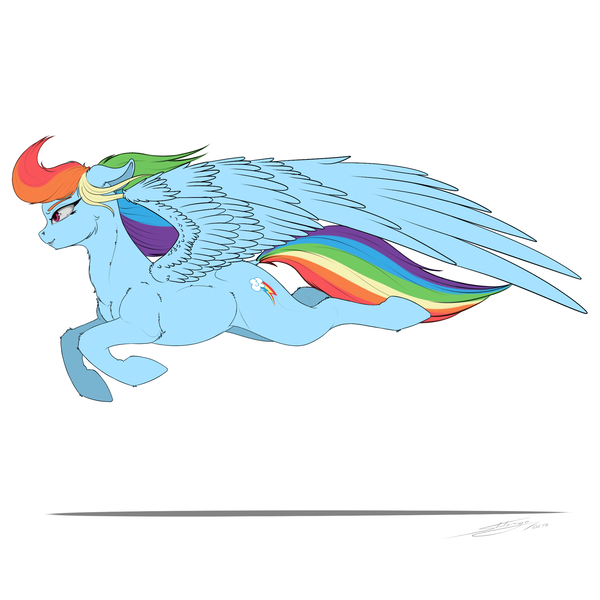 Size: 3000x3000 | Tagged: safe, artist:skitsniga, derpibooru import, rainbow dash, pegasus, pony, female, flying, mare, simple background, solo