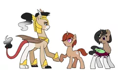 Size: 1748x1000 | Tagged: safe, artist:pikokko, derpibooru import, oc, oc:healing misfortune, oc:prince amity, oc:tagalong, unofficial characters only, draconequus, hybrid, unicorn, draconequus oc, female, interspecies offspring, male, mare, offspring, parent:discord, parent:princess celestia, parents:dislestia, ponysona