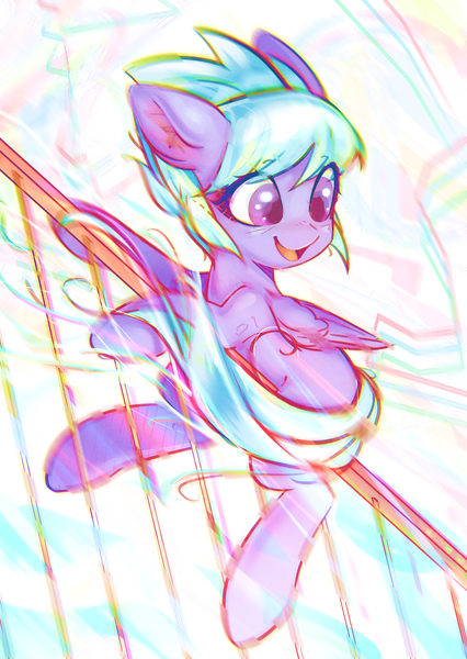 Size: 2480x3491 | Tagged: safe, artist:mirroredsea, derpibooru import, cloudchaser, pegasus, pony, cute, cutechaser, female, looking back, mare, sliding, sliding ponies, smiling, solo, stairs