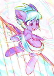 Size: 2480x3491 | Tagged: safe, artist:mirroredsea, derpibooru import, cloudchaser, pegasus, pony, cute, cutechaser, female, looking back, mare, sliding, sliding ponies, smiling, solo, stairs