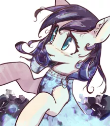 Size: 2800x3222 | Tagged: safe, artist:mirroredsea, derpibooru import, coloratura, earth pony, pony, bust, clothes, colored pupils, cute, female, looking away, looking up, mare, portrait, solo