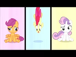 Size: 2048x1536 | Tagged: apple bloom, babs seed song, cute, derp, derpibooru import, faic, great moments in animation, one bad apple, safe, scootaloo, screencap, sweetie belle, wat