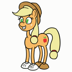 Size: 1280x1280 | Tagged: safe, alternate version, artist:mkogwheel, derpibooru import, applejack, pony, animated, clothes, colored, frame by frame, gloves, old timey, pacman eyes, rubber hose animation, shoes, silly, silly pony, solo, who's a silly pony