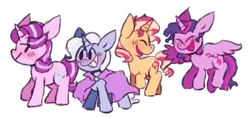 Size: 933x442 | Tagged: safe, artist:pinkiespresent, derpibooru import, starlight glimmer, sunset shimmer, trixie, twilight sparkle, twilight sparkle (alicorn), alicorn, counterparts, female, lesbian, polyamory, shimmerglimmer, shipping, simple background, startrix, sunsetsparkle, suntrix, transparent background, trixlight starset, twilight's counterparts, twistarlight, twixie