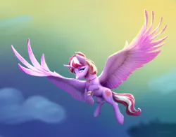 Size: 1680x1320 | Tagged: safe, artist:viwrastupr, derpibooru import, oc, oc:magic meat, unofficial characters only, alicorn, pony, alicorn oc, bracelet, colored wings, gradient wings, jewelry, necklace, solo, spread wings, wings
