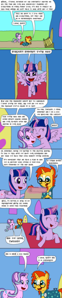 Size: 1000x4800 | Tagged: safe, artist:bjdazzle, derpibooru import, starlight glimmer, sunburst, twilight sparkle, alicorn, the parent map, comic, door, double standard, happy, heart, hug, irony, oblivious, scroll, season 8 homework assignment, starry eyes, that pony sure does love kites, twilight's castle, twilight sparkle (alicorn), wingding eyes