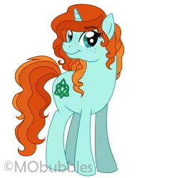 Size: 4000x4100 | Tagged: safe, artist:mobubbles, derpibooru import, oc, oc:crann taca, pony, unicorn, celtic, celtic knot, female, freckles, gaelic, ginger, mare, simple background, solo, transparent background