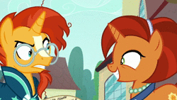 Size: 1280x720 | Tagged: safe, derpibooru import, screencap, stellar flare, sunburst, pony, unicorn, the parent map, animal noises, animated, female, growling, horse noises, horses doing horse things, male, mother and son, scroll, sire's hollow, snorting, sound, stellarsmug, webm