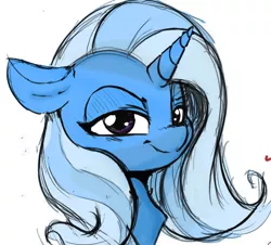 Size: 1368x1235 | Tagged: safe, artist:tre, color edit, derpibooru import, edit, trixie, pony, unicorn, color, colored, female, looking at you, mare, simple background, sketch, solo, traditional art