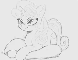 Size: 1197x914 | Tagged: safe, artist:tre, derpibooru import, sweetie belle, pony, unicorn, female, gray background, grayscale, mare, monochrome, simple background, sketch, solo