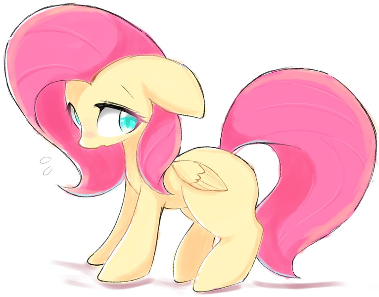 Size: 1016x796 | Tagged: safe, artist:91o42, derpibooru import, fluttershy, pegasus, pony, female, mare, side view, simple background, solo, white background