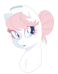 Size: 791x1020 | Tagged: safe, artist:/d/non, derpibooru import, nurse redheart, earth pony, pony, bust, chest fluff, cute, eyelashes, female, fluffy, hair bun, hat, heartabetes, image, looking away, mare, nurse hat, png, portrait, simple background, solo, solo female, transparent background