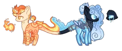 Size: 801x338 | Tagged: safe, artist:wishing-well-artist, derpibooru import, oc, oc:aqua, oc:magma, unofficial characters only, original species, pony, simple background, transparent background