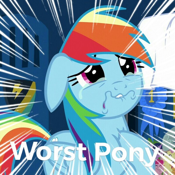 Size: 720x720 | Tagged: abuse, background pony strikes again, cropped, crying, dashabuse, derpibooru import, downvote bait, edit, edited screencap, op isn't even trying anymore, parental glideance, rainbow dash, sad, safe, screencap, teary eyes, wavy mouth, worst pony