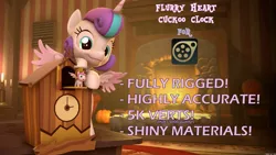 Size: 1191x670 | Tagged: 3d, artist:renderpoint, clock, cuckoo clock, derpibooru import, downloadable, princess flurry heart, safe, source filmmaker