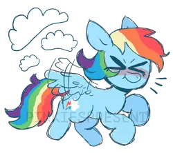 Size: 990x880 | Tagged: safe, artist:pinkiespresent, derpibooru import, rainbow dash, pegasus, pony, ><, autism, cloud, eyes closed, female, flying, mare, simple background, solo, stimming, transparent background, watermark