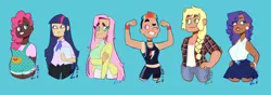 Size: 6500x2300 | Tagged: applejack, armpits, artist:johnathan-leviathan, derpibooru import, fluttershy, human, humanized, mane six, pinkie pie, rainbow dash, rarity, safe, twilight sparkle