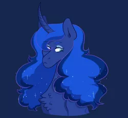 Size: 2500x2300 | Tagged: alternate design, alternate hairstyle, artist:johnathan-leviathan, bust, curved horn, derpibooru import, ethereal mane, galaxy mane, princess luna, safe, solo