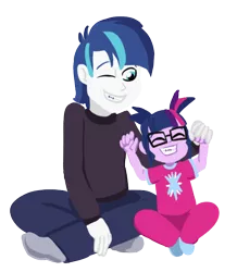 Size: 610x700 | Tagged: safe, artist:verumtee, derpibooru import, sci-twi, shining armor, twilight sparkle, comic:sparkling shimmer, equestria girls, alumnus shining armor, braces, brother and sister, cute, female, male, pigtails, shining adorable, simple background, sparkle siblings, transparent background, twiabetes, younger