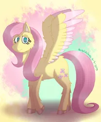 Size: 500x600 | Tagged: safe, artist:jennycamen44, derpibooru import, fluttershy, pony, solo, two toned wings