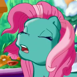 Size: 500x500 | Tagged: safe, derpibooru import, screencap, minty, pony, a very minty christmas, cropped, eyes closed, female, g3, mare, open mouth, out of context, solo