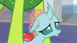 Size: 1280x720 | Tagged: changedling, changeling, cute, derpibooru import, diaocelles, female, floppy ears, frown, king thorax, lidded eyes, looking up, male, nymph, ocellus, sad, sadorable, safe, scared, school daze, school of friendship, screencap, shy, size difference, solo focus, thorax