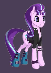 Size: 2480x3508 | Tagged: safe, artist:settop, derpibooru import, starlight glimmer, pony, unicorn, the parent map, clothes, ear piercing, edgelight glimmer, female, glimmer goth, goth, mare, piercing, solo, teenage glimmer