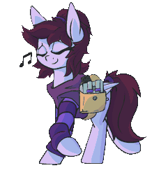 Size: 850x880 | Tagged: safe, artist:lux, derpibooru import, oc, oc:pillow case, unofficial characters only, pony, animated, clothes, cute, eyes closed, female, frame by frame, gif, hoodie, mare, music, music notes, ocbetes, saddle bag, simple background, smiling, solo, super nintendo, transparent background, walk cycle, walking, walkman