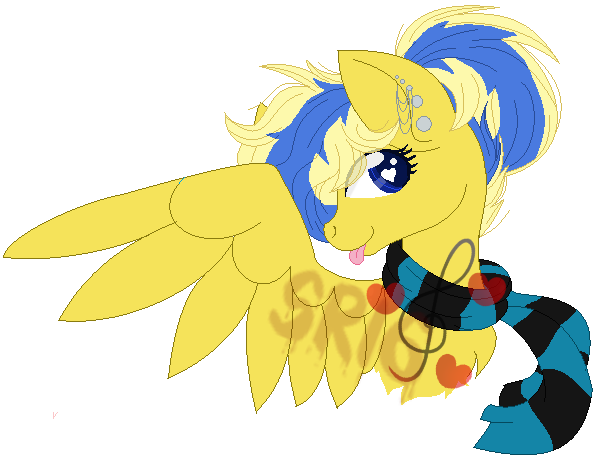 Size: 597x459 | Tagged: safe, artist:superrosey16, derpibooru import, oc, oc:melody sweetheart, pegasus, pony, clothes, female, mare, scarf, simple background, solo, tongue out, transparent background