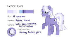 Size: 1920x1080 | Tagged: safe, artist:kianamai, derpibooru import, oc, oc:geode glitz, unofficial characters only, unicorn, kilalaverse ii, hidden horn, magical lesbian spawn, next generation, offspring, parent:maud pie, parent:rarity, parents:rarimaud, showcase, simple background, solo, transparent background