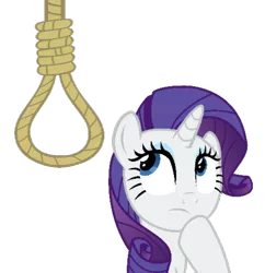 Size: 580x600 | Tagged: contemplating, derpibooru import, edit, edited edit, hoof on chin, implied hanging, meme, noose, pondering, rarity, rope, semi-grimdark, simple background, spice up your life, suicidal, thinking, transparent background