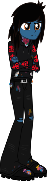 Size: 750x2881 | Tagged: safe, artist:lightningbolt, derpibooru import, ponified:oliver sykes, equestria girls, .svg available, angry, belt, boots, bring me the horizon, clothes, crossed arms, drop dead clothing, equestria girls-ified, hair over one eye, hoodie, jeans, lip piercing, male, paint stains, paintbrush, pants, piercing, ripped jeans, seatbelt belt, shirt, shoes, simple background, solo, svg, tattoo, transparent background, undershirt, vector