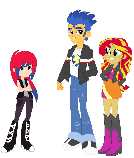 Size: 585x689 | Tagged: safe, artist:margaretlovez, derpibooru import, flash sentry, sunset shimmer, equestria girls, crossed arms, cutie mark on clothes, family, female, flashimmer, male, offspring, parent:flash sentry, parent:sunset shimmer, parents:flashimmer, shipping, simple background, straight, transparent background