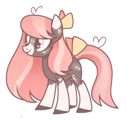 Size: 1024x983 | Tagged: safe, artist:chococakebabe, derpibooru import, oc, earth pony, pony, base used, bow, colored hooves, female, hair bow, heart, heart eyes, mare, simple background, solo, tail bow, transparent background, wingding eyes