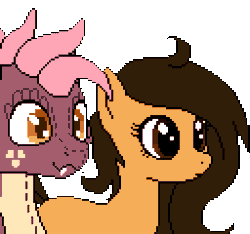 Size: 384x360 | Tagged: safe, artist:imreer, derpibooru import, oc, oc:little tweenframes, oc:rux, unofficial characters only, dragon, pony, animated, female, hug, little trucks, male, mare, oc x oc, pixel art, plushie, shipping, simple background, straight, surprise hug, transparent background