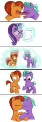 Size: 986x2863 | Tagged: age regression, angry, artist:foal, backfired, colt, derpibooru import, female, filly, firelight, kissing, male, safe, shipping, starlight glimmer, stellar flare, stellarlight, straight, younger