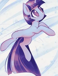 Size: 3548x4632 | Tagged: safe, artist:mirroredsea, derpibooru import, twilight sparkle, pony, unicorn, abstract background, alternate hairstyle, blushing, cute, female, mare, short hair, side, solo, twiabetes