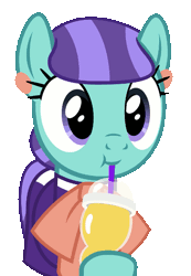 Size: 415x600 | Tagged: safe, artist:cheezedoodle96, derpibooru import, mixed berry, earth pony, pony, the parent map, :t, animated, background pony, blinking, clothes, cute, cuteaberry, drink, drinking, drinking straw, ear piercing, earring, female, gif, jewelry, loop, mare, piercing, simple background, smoothie, solo, sucking, transparent background, vector
