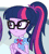 Size: 972x1076 | Tagged: safe, derpibooru import, screencap, sci-twi, twilight sparkle, equestria girls, equestria girls series, text support, text support: rarity, animated, bow, clothes, cropped, geode of telekinesis, gif, glasses, image, jewelry, magical geodes, nervous, pendant, polo shirt, ponytail, shrug, skirt, smiling, solo focus, who doesn't like ice cream?