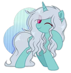 Size: 1153x1175 | Tagged: safe, artist:poppyglowest, derpibooru import, oc, unofficial characters only, pony, unicorn, female, mare, one eye closed, simple background, solo, transparent background, wink