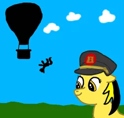 Size: 2107x2007 | Tagged: anarcho-capitalism, artist:anonymous, augusto pinochet, balloon, derpibooru import, execution, free helicopter rides, hat, hot air balloon, /mlpol/, oc, oc:leslie fair, physical removal, ride, semi-grimdark