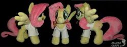 Size: 7370x2768 | Tagged: safe, artist:allunacraft, derpibooru import, fluttershy, pony, clothes, hammer, irl, mouth hold, photo, plushie, solo