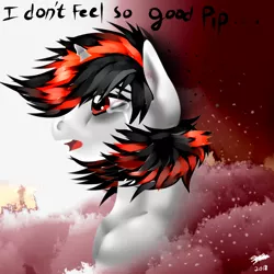 Size: 1024x1024 | Tagged: safe, artist:brainiac, derpibooru import, oc, oc:blackjack, unicorn, fallout equestria, fallout equestria: project horizons, spoiler:infinity war, avengers: infinity war, crying, disintegration, female, i don't feel so good, imminent death, infinity war, mare, solo, tears of pain, text