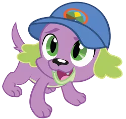 Size: 4330x4105 | Tagged: safe, artist:dragonm97hd, derpibooru import, edit, editor:slayerbvc, vector edit, spike, spike the regular dog, dog, equestria girls, friendship games, absurd resolution, accessory-less edit, cute, hat, looking at you, male, missing accessory, paws, simple background, solo, spikabetes, transparent background, vector